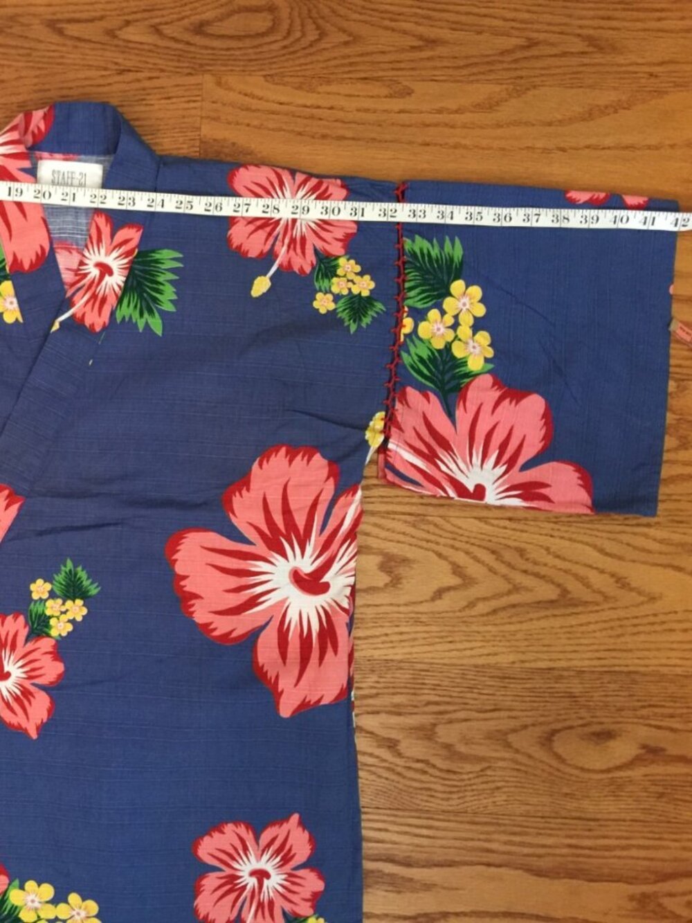 JAPANESE JINBEI KIMONO JACKET SHORTS WOMENS S M BLUE PINK FLORAL COTTON 2PC SET - Picture 13 of 16